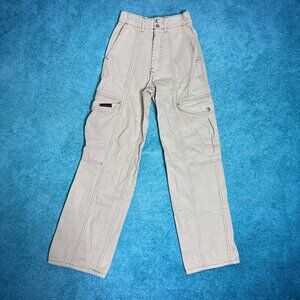 BDG Cream Cargo Jeans Women’s 24 Wide Leg High Rise Y2K Streetwear